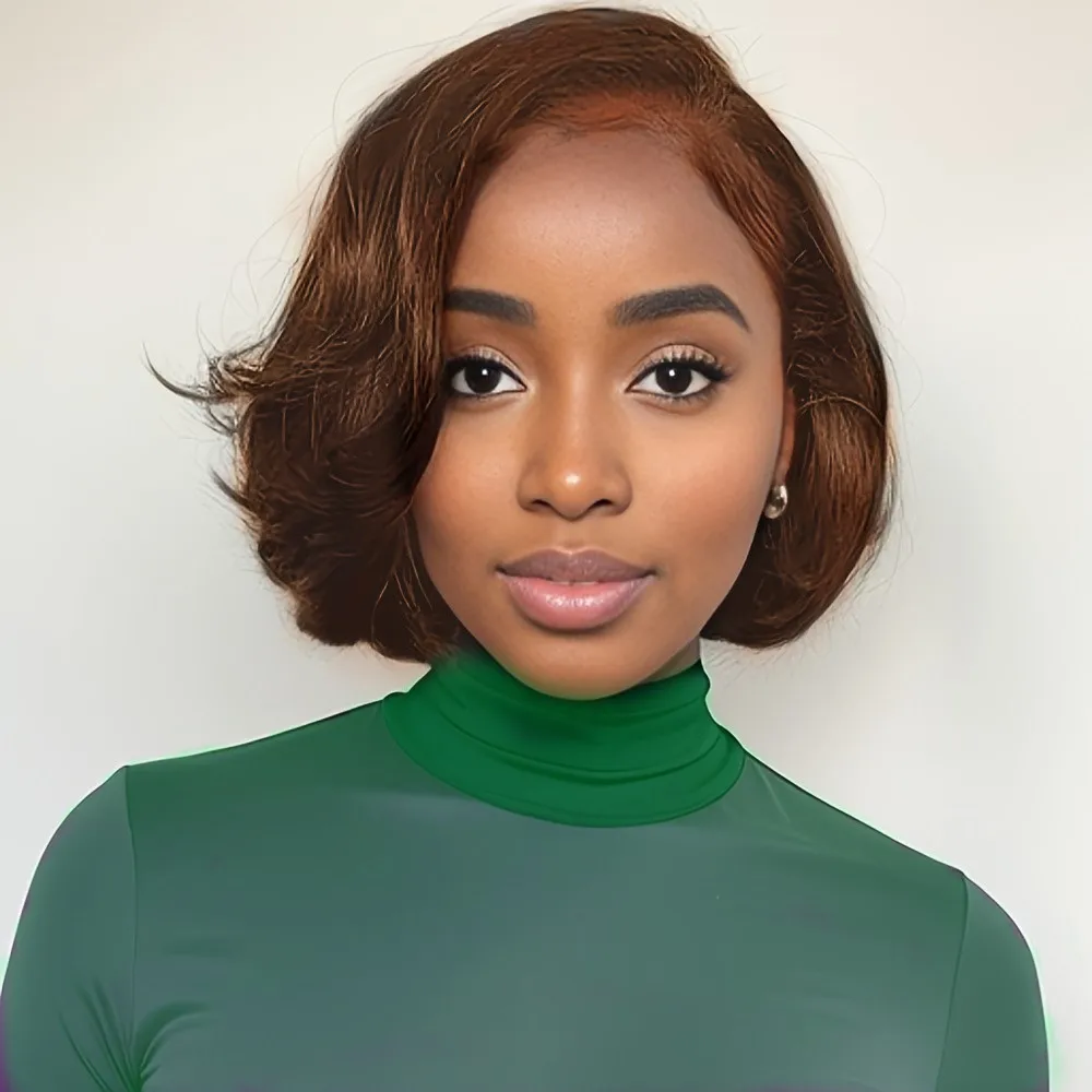 natural black/99j/350 color 8inch 150% density remy hair wig 13x4 lace pixie cut short straight human for women