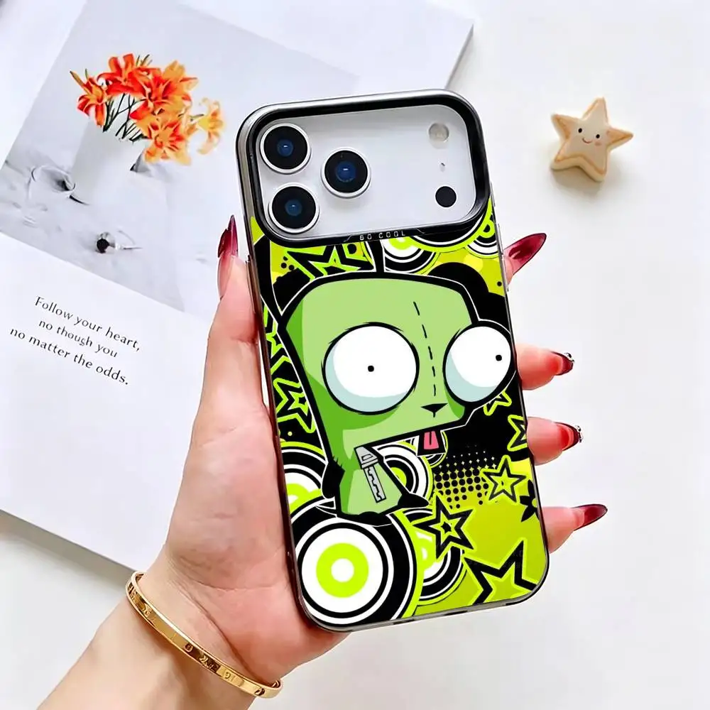 Фото Чехол для телефона I-Invader Z-Zim Gir для iPhone 17, 16, 15, 14, 13, 12, 11 Plus, Pro Max, XS, серый, с цветным покрытием внутри №3
