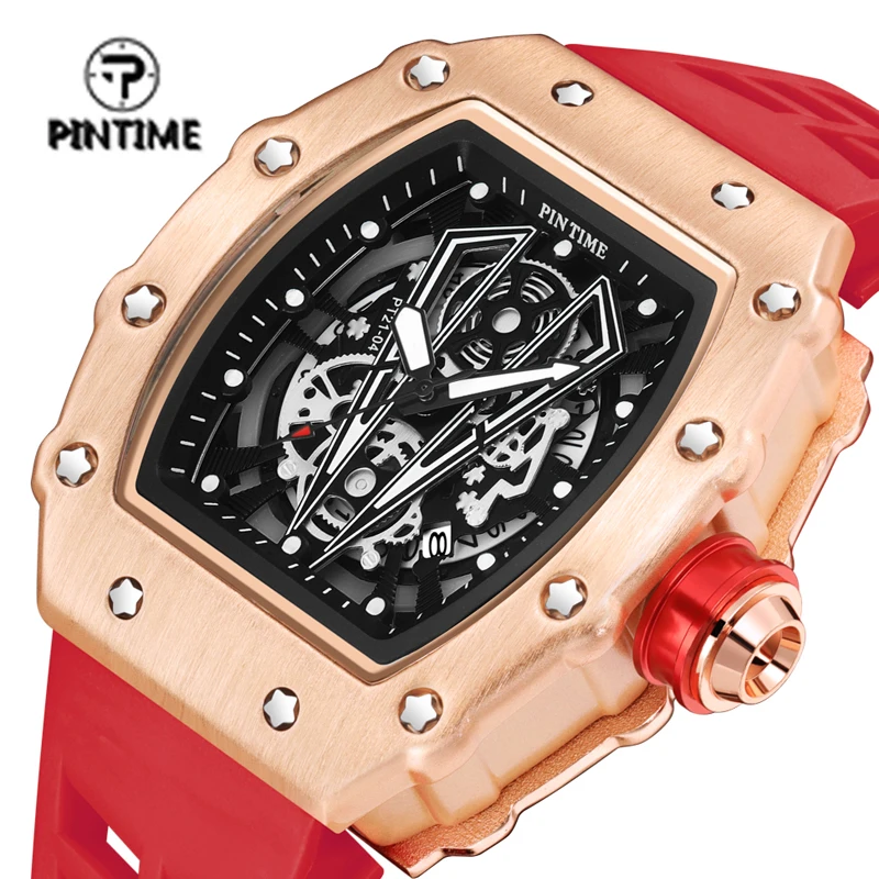 

PINTIME Fashion Date Quartz Watch Men Luxury Chronograph Hip Hop Watches Mens WristWatch Clock Male Zegarek Meski Montre