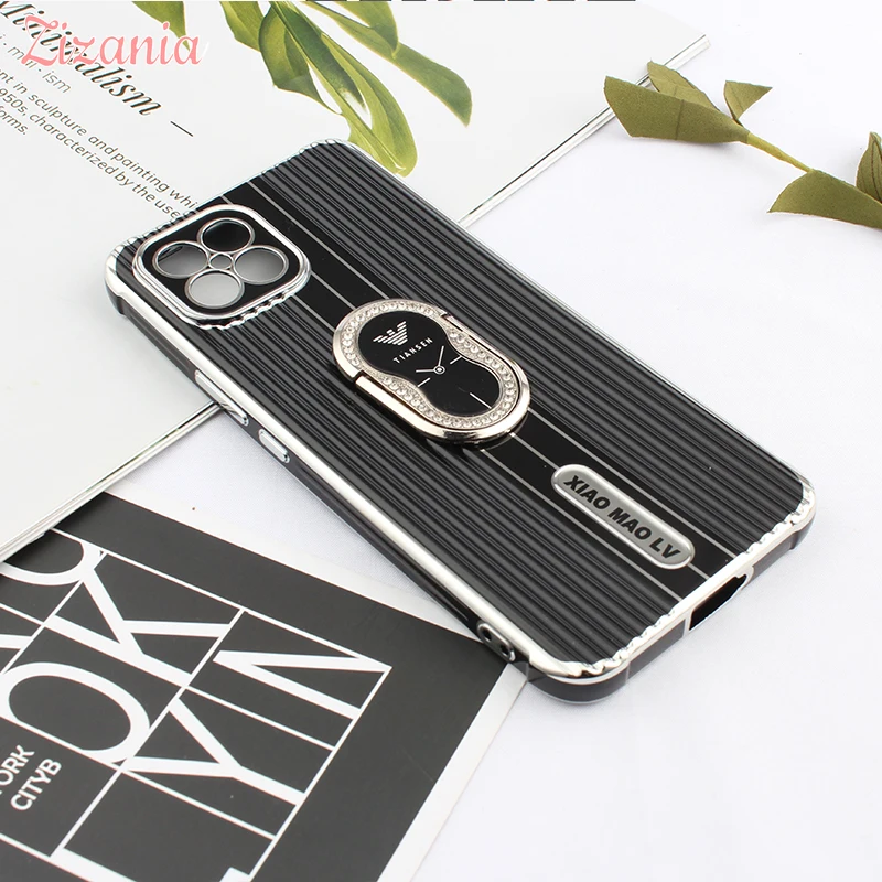 

Fashion Colorful Plating Phone Case For HUAWEI P20 P30 P40 P50 Mate20 30 40 Nova6 7 8 SE Honor30 30S Pro Plus Ring Holder Cover