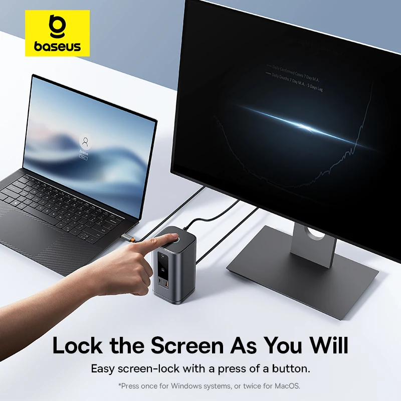 Baseus 11-IN-1 USB C-концентратор HDMI DP 4K при 60 Гц MST с тройным дисплеем Разветвитель USB 3.2 с микрофоном RJ45 3,5 мм PD100W Магнитная док-станция (art.: 3920d06c6dbbe) - 3920d06c6dbbe