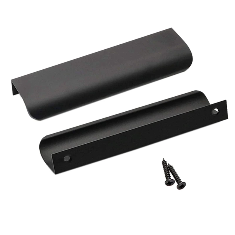 

10PCS Black Aluminium Alloy Tab Pulls Kitchen Cabinet Handles 5In Drawer Pulls Tab Edge Pull For Dresser Drawers