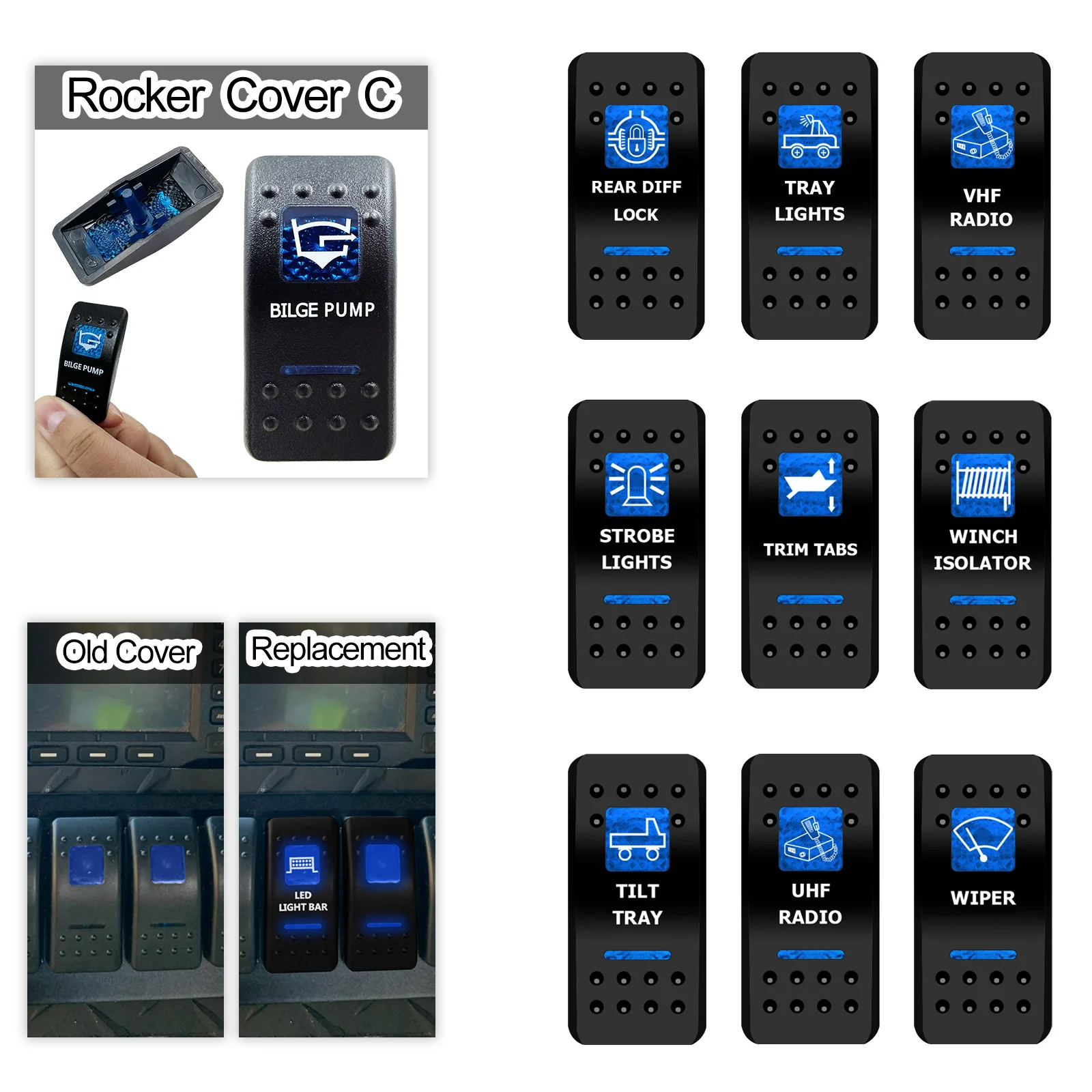 

Только крышка-накладка! Синяя накладка-кнопка для переключателя блокировки заднего дифференциала (для автомобилей, лодок, фургонов) без корпуса, с маркировкой на окне. Аксессуары для управления.