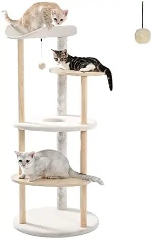 

Tree Cat Tower for Indoor Cats,5-Level Cat Play House Cat Activity Center with Scratching Posts Beige