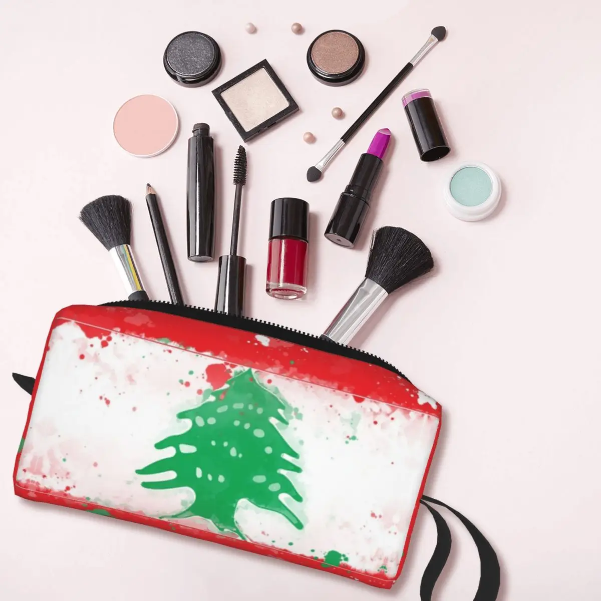 Косметичка с гранж-флагом Ливана женские косметички дорожная Повседневная сумка