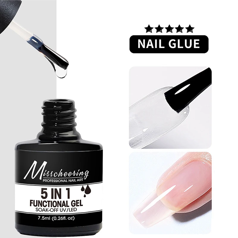 

Multifunctional Nail Extension Nail Polish Gel 5 in 1 Nail Glue Base Coat Manicure Nail Art Soak Off UV/LED