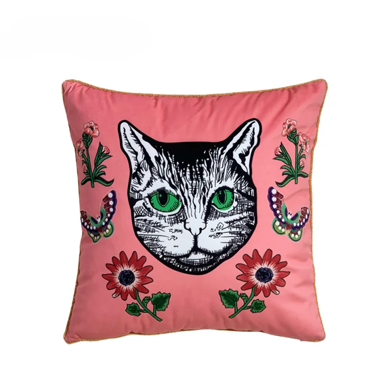 

Diphylleia GG Style Inspired Pink Cat Cushion Cover Animals Printed Soft Velvet Throw Pillow Cases 45x45cm For Living Room Sofa