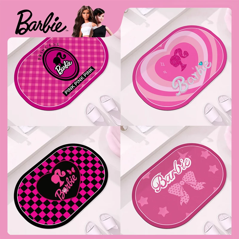 

New Barbie Cartoon Peripheral Soft Diatom Mud Floor Mat Cartoon Home Anti-Slip Water Absorbent Quick-Drying Bathroom