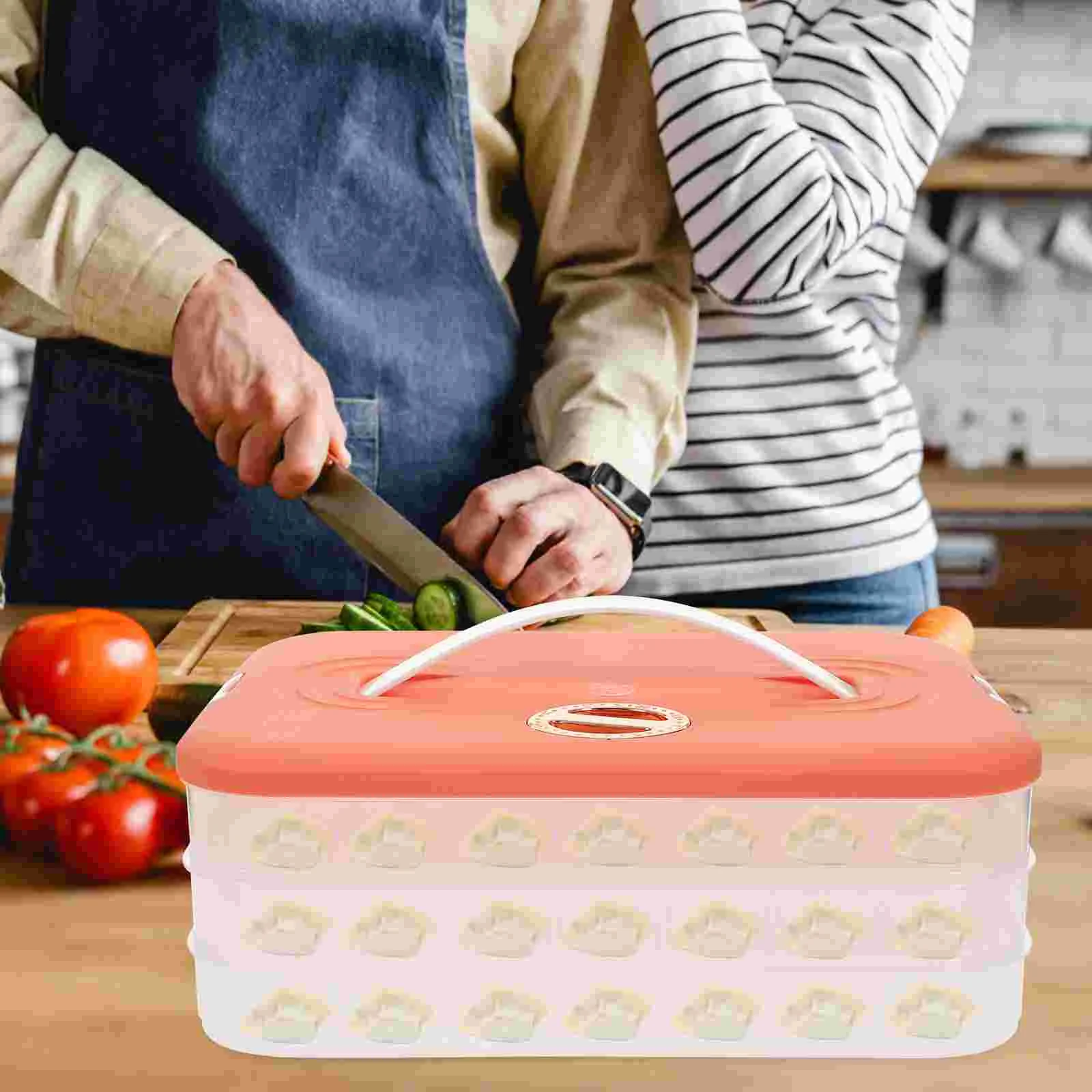 

Box Dumpling Storage Freezer Container Refrigerator Fridge Organizer Containers Dumplings Layer Bins Tray Fresh Lid Saver