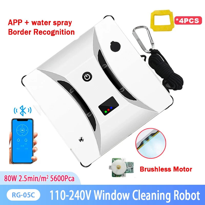 

Smart APP Water Spray Window Cleaning Robot Vacuum Cleaner Frame Recognition Smart Planning Path Anti-fall Glass Window Cleaner