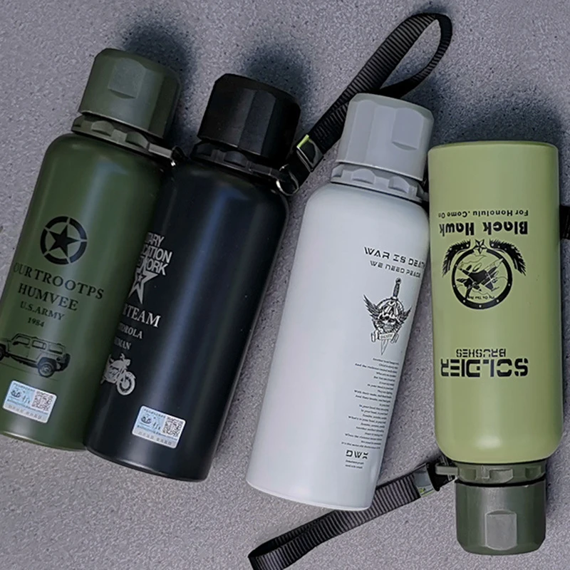 

Outdoor Travel Water Cup Wild Vacuum Flask Summer and Winter Camp Military Training Camouflage Water Bottle 304 Stainless Steel