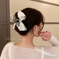 korean fashion ribbon bow pearl cute hair clip for women grace grils hairpins clamps crab barrettes hair accessories gifts