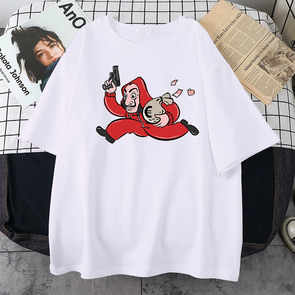 

Holding The Money And Run Print Mens T Shirts Simplicity Vintage T-Shirt Cool Oversized Tshirt Creativity Casual Men Tees Shirt