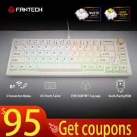 Fantech MAXFIT67 Bluetooth Wireless Hot Swap Keyboard PBT DYE-SUB Keycaps RGB Wired Knob Encoder Kailh Box Gateron Milky Yellow