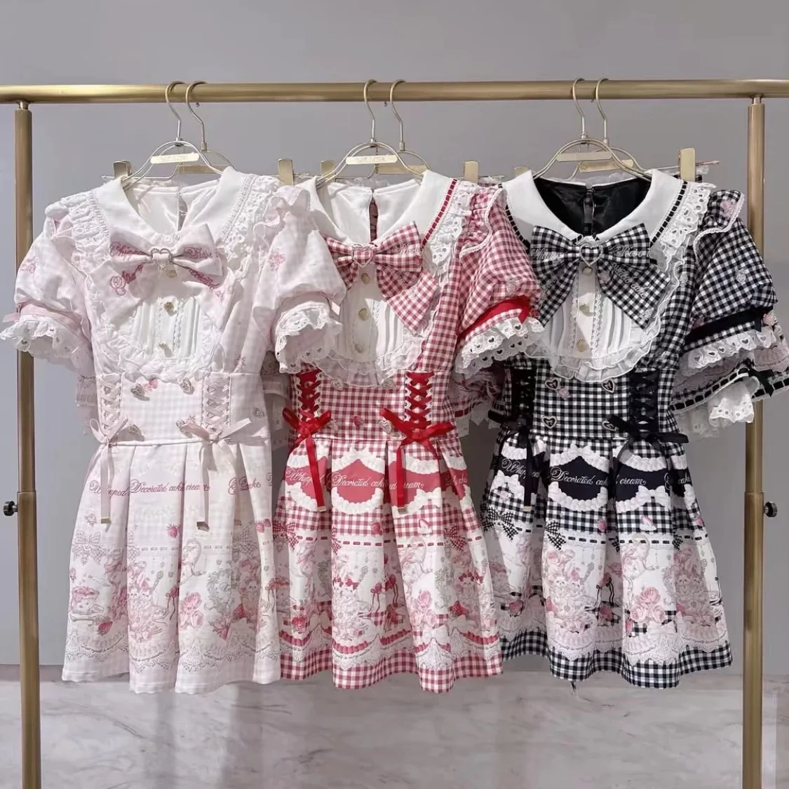 Фото Новинка: Комплект Liz Suit Princess Lolita для девочек, короткое платье с юбкой, японский стиль, 2-х предметный комплект для женщин, летний вариант. №2