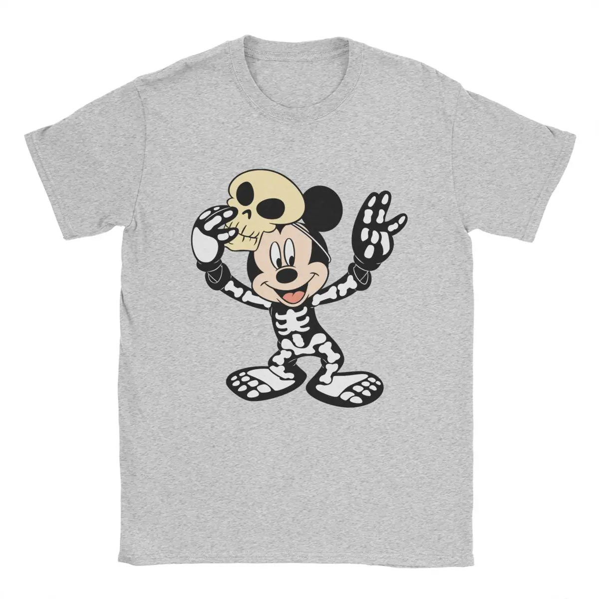 

Funny Disney Mickey Mouse In Halloween Skeleton Costume T-Shirt Men 100% Cotton T Shirts Short Sleeve Tees Big Size Clothes