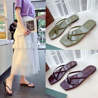 sandals women summer new korean version of square toe flip flops fashion casual wear beach and slippers sandles sandals