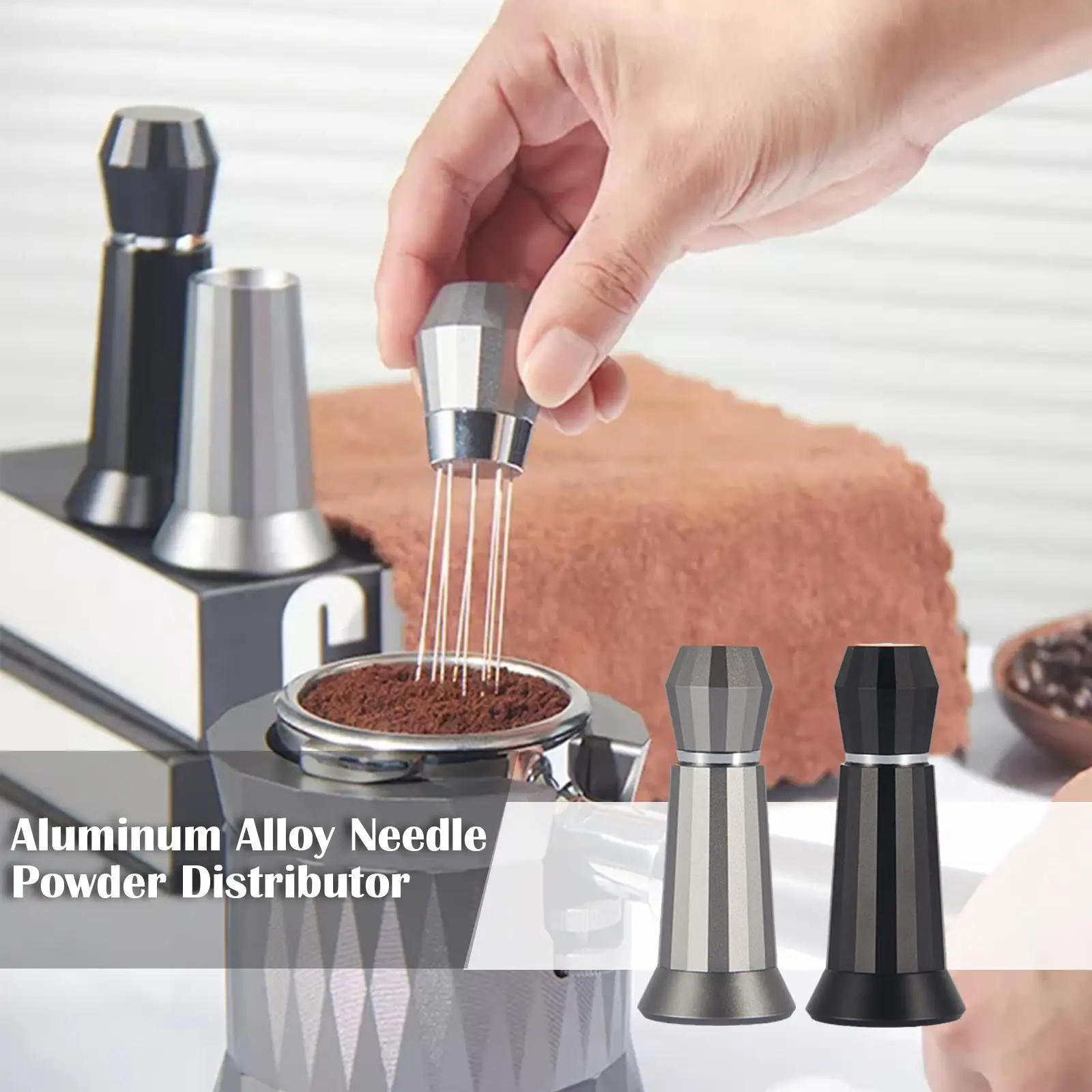 

Espresso Blender Metal Tool Self Aligning Stand Coffee Powder Pine Powder Coffee Cloth Needle Black Maker A0V6