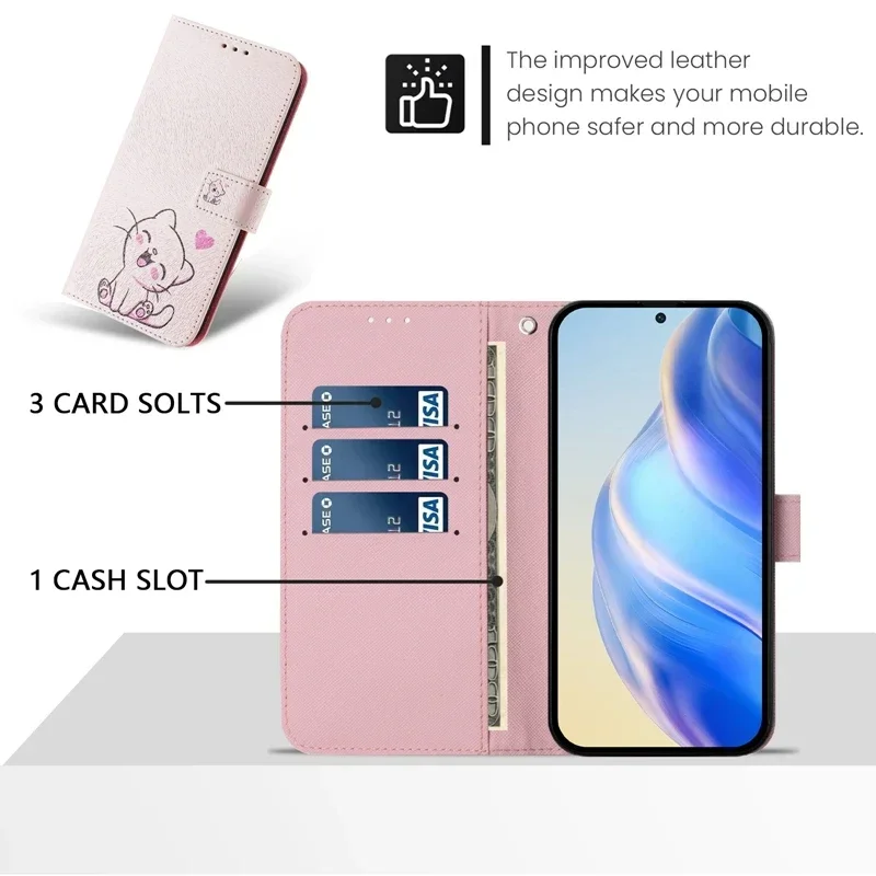 Фото Новый милый расписной кожаный чехол-флип для TCL K70 NxtPaper / K70 Power, чехол-бумажник для TCL K70, K70SE, K23, K24, K32, K33 №5