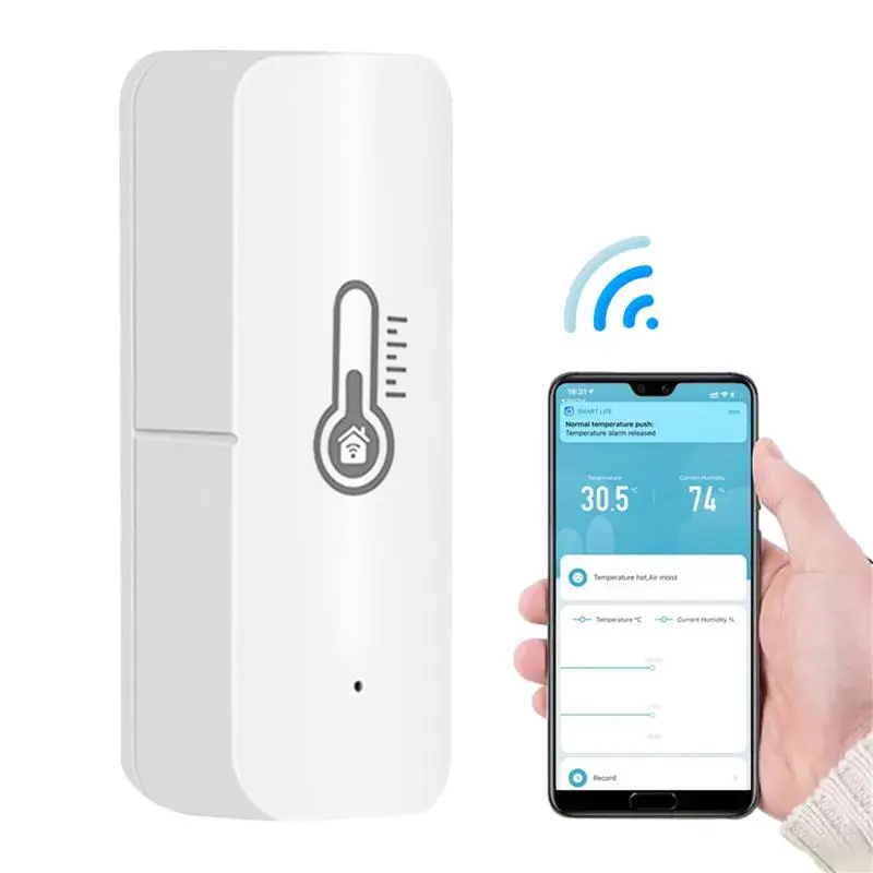 

Wi-Fi датчик температуры и влажности, беспроводной датчик температуры и влажности с приложением оповещения, умный монитор для теплицы, винног...