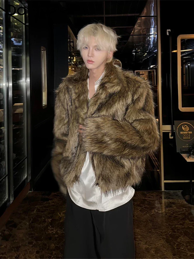 Модные шикарные короткие меховые куртки мужские новинка зимы 2024 искусственный