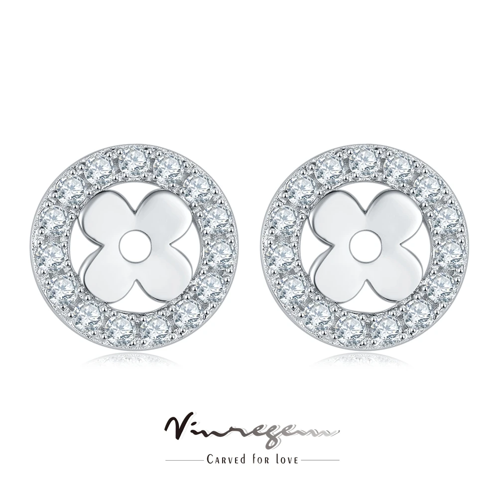 

Vinregem 18K White Gold Moissanite 100% Pass Test Earrings For Women Anniversary Gift 925 Sterling Silver Fine Jewelry Wholesale