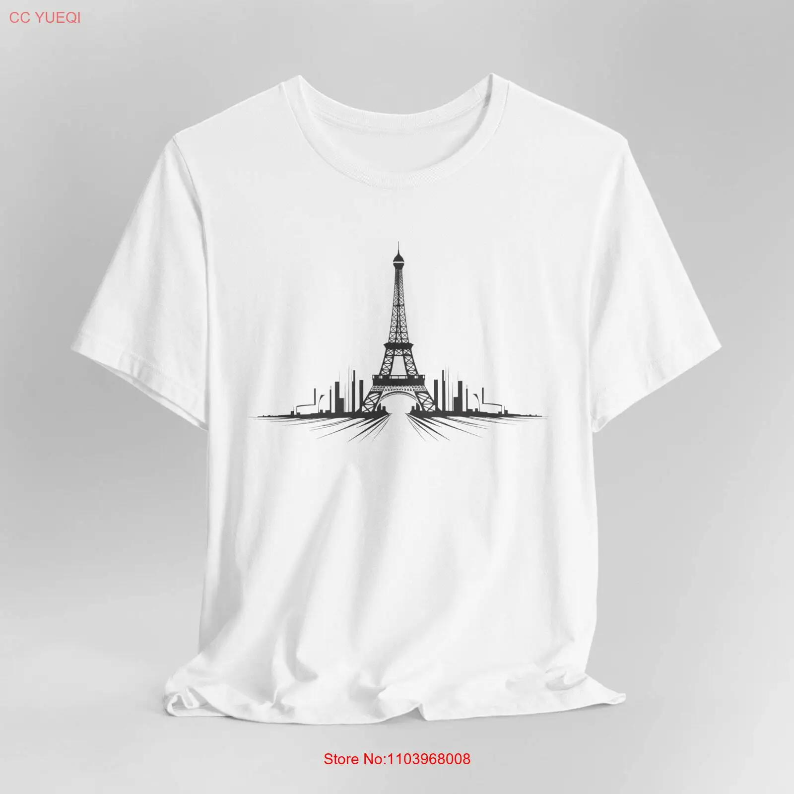 Минималистичная футболка с изображением Эйфелевой башни Парижа-Элегантная
