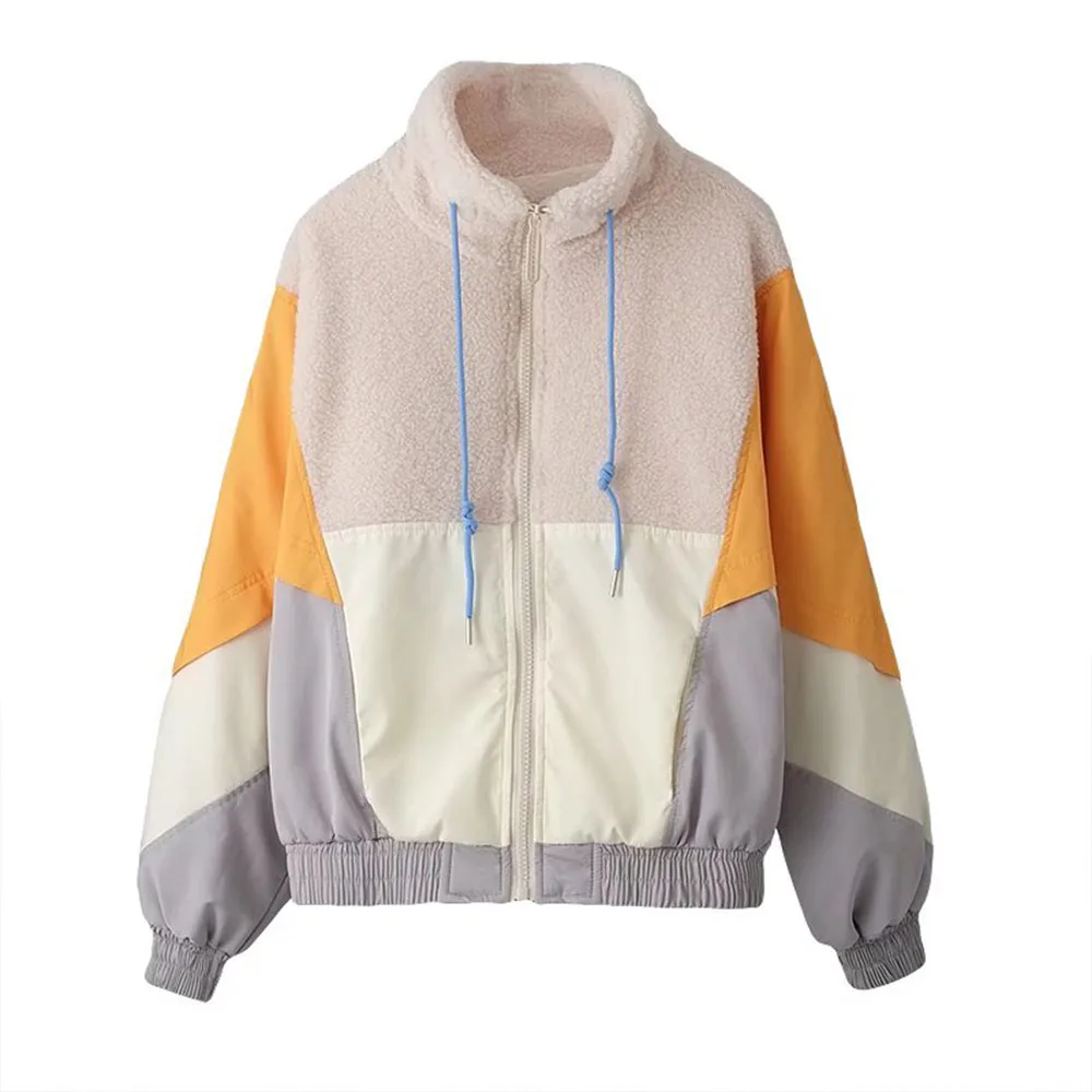 

Женская зимняя куртка с воротником-стойкой BER & OYS & ZA, шикарный трендовый пушистый свободный Универсальный пиджак со сборками и шапкой, осень...