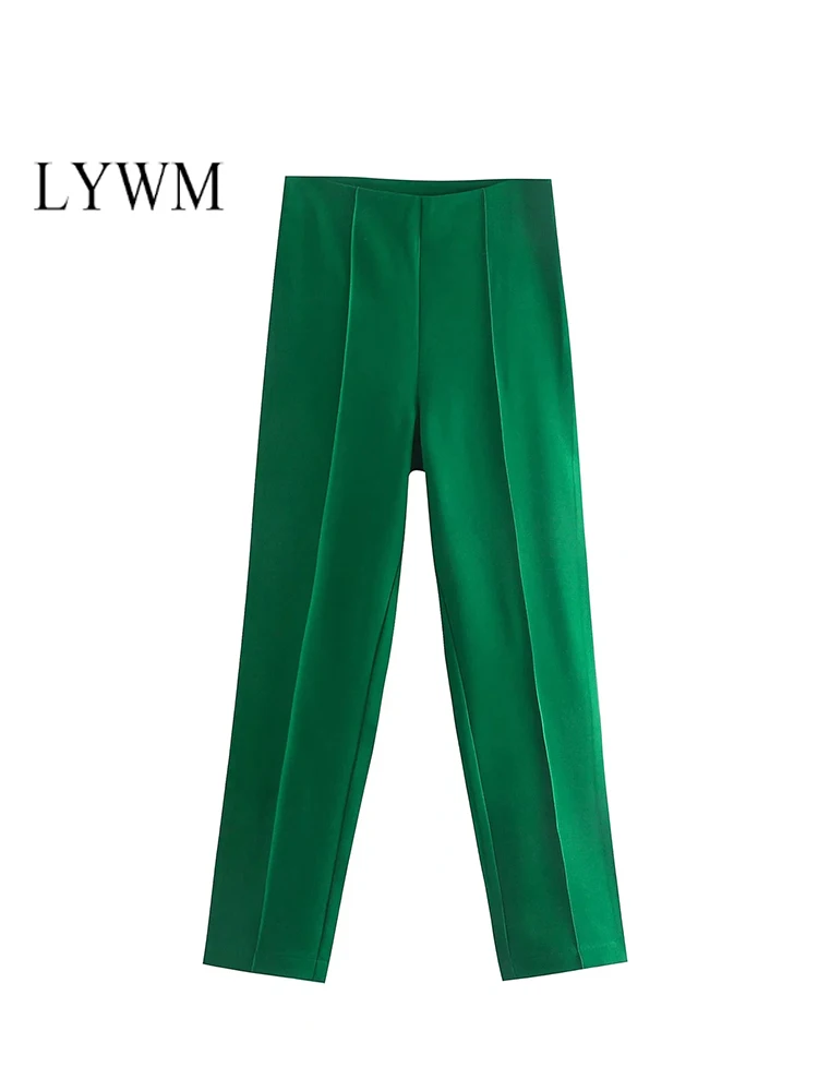 

Женские Модные Офисные прямые брюки KOEKOP с передним разрезом и карманами, винтажные женские брюки с эластичным поясом, женские шикарные наряды