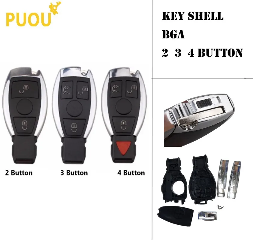 2 3 4 button Replacement Shell Smart Remote Key Case for Mercedes-Benz BGA W203 W210 W211 AMG W204 CLS CLK CLA SLK