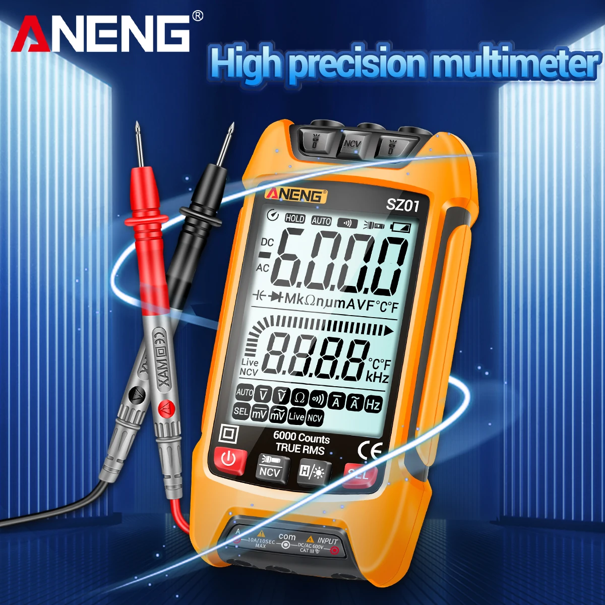 

Smart Digital Multimeter, Counts Auto Range True RMS NCV Universal Meter,Frequency Measurement Handheld Multifunctional Tester
