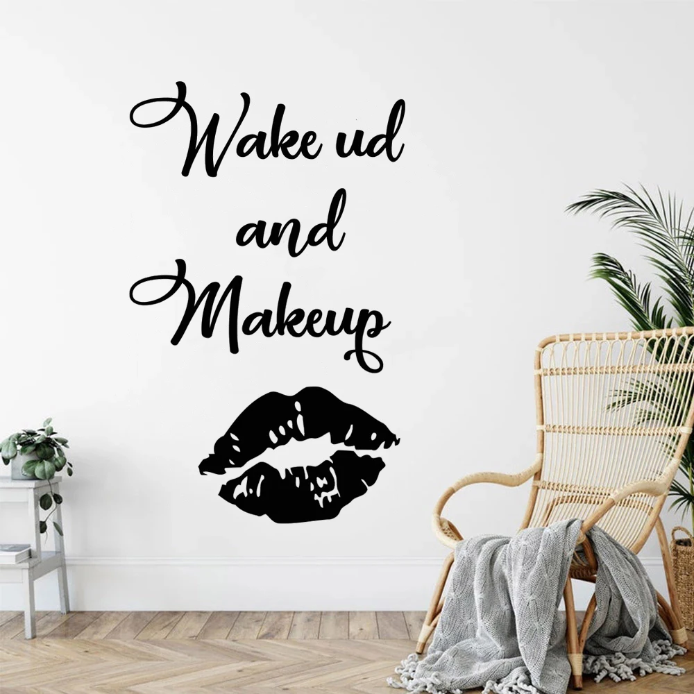 

Makeup Wall Decals Makeup Artist Stickers Removable Vinyl Murals For Cosmetics Lipstick Beauty Salon Home Decor Wallpaper HJ1442