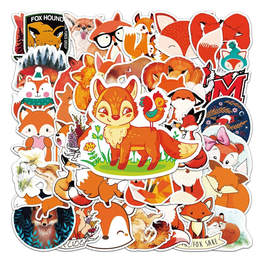 

10/30/50PCS New Cartoon Cute Fox Personality Creative Sticker Suitcase Table Chair Guitar Computer Waterproof Sticker Wholesale