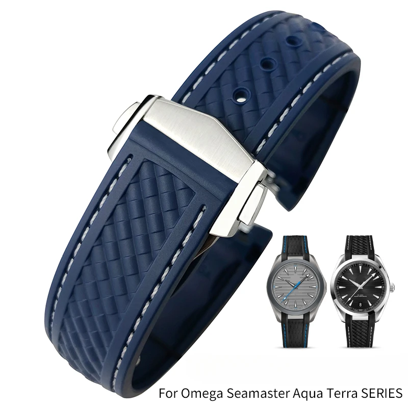 

20мм резиновый силиконовый ремешок для часов, подходящий для Omega Seamaster 300 Terra Ultra стальная пряжка ремешок для часов