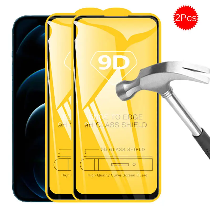 

9D For iphone 12 Pro Max Protective Glass 2Pcs aiphone 12Pro Max Screen Protectors iphone12 promax Armor 3D ayfone 12promax Glas