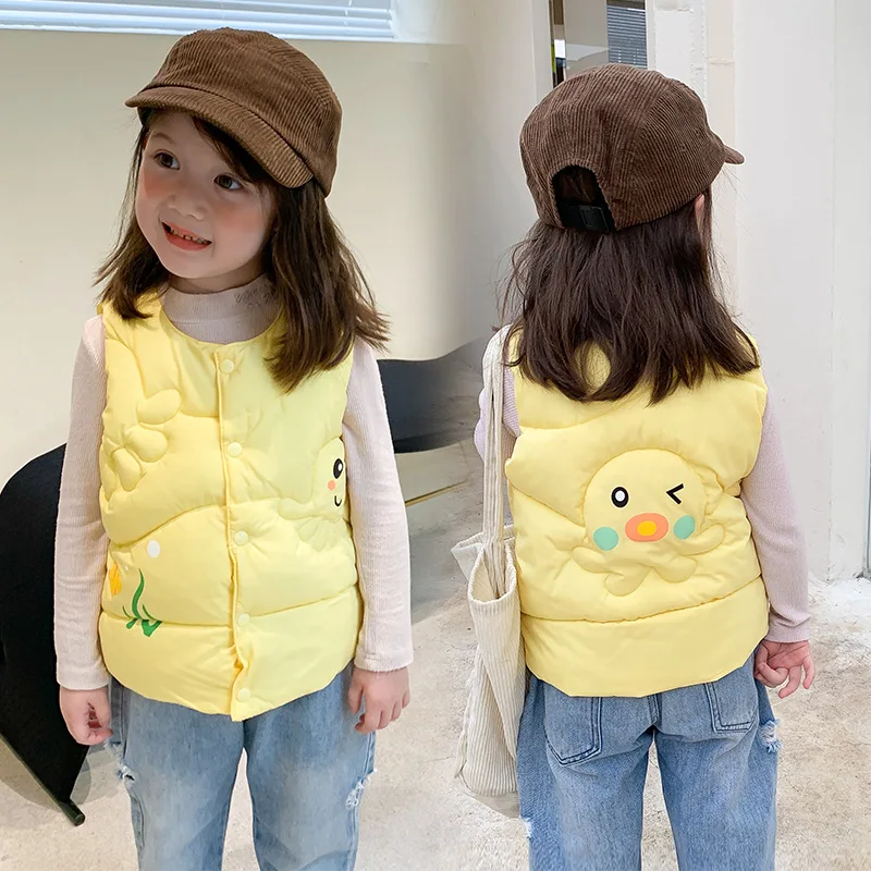 

LZH Toddler Baby Clothing 2022 Autumn Winter Cotton Warm Vest New Cute Little Octopus Children Coats For Kids Thickening Jackets