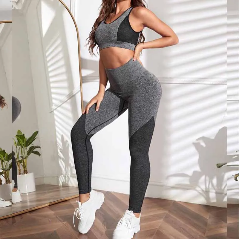 

Seamless Gym Set Women Yoga Workout Set Fintess Clothing Push Up Leggings sport vest Sport Wear Women Suits Tracksuits