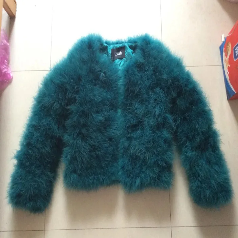 11 colors fashion sexy Ostrich wool turkey fur winter coat women Large size ostrich feather fur jacket C-3