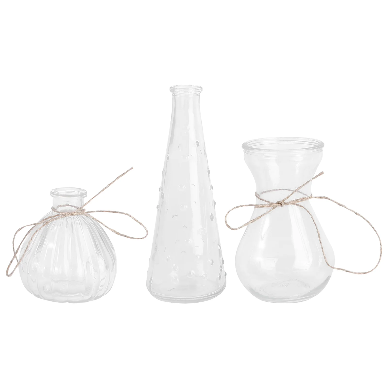 

3pcs Dining Table Flower Implement Rope Vase Glass Vase Decor (Lucency)
