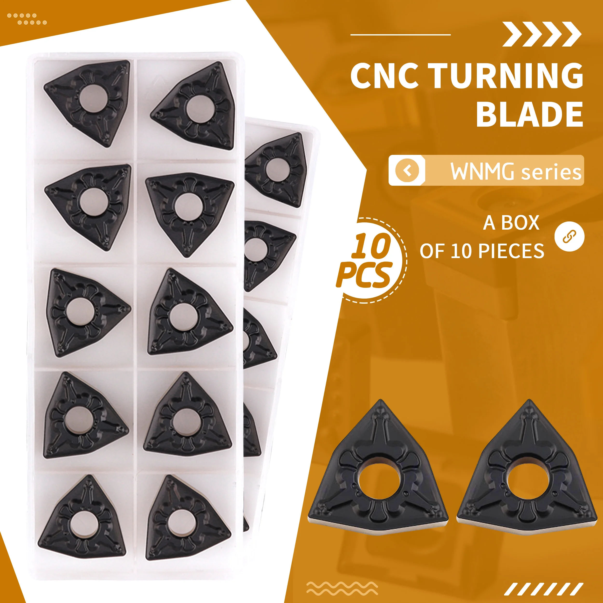 

WNMG080404-TM T8125 WNMG080408 CNC Lathe Turning Tools Carbide Insert Two-color Coating Peach Type Hard Steel Use Sharp Durable