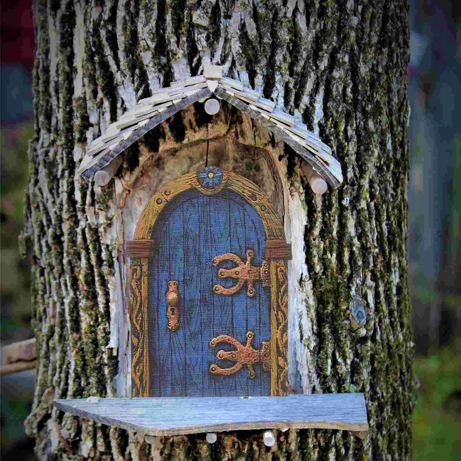 

Door Fairy Miniaturetree Mini Garden Doors Trees Figurines Elf Gnome Outdoorstatue House Wooden Windowsfairiestank Wood Decor