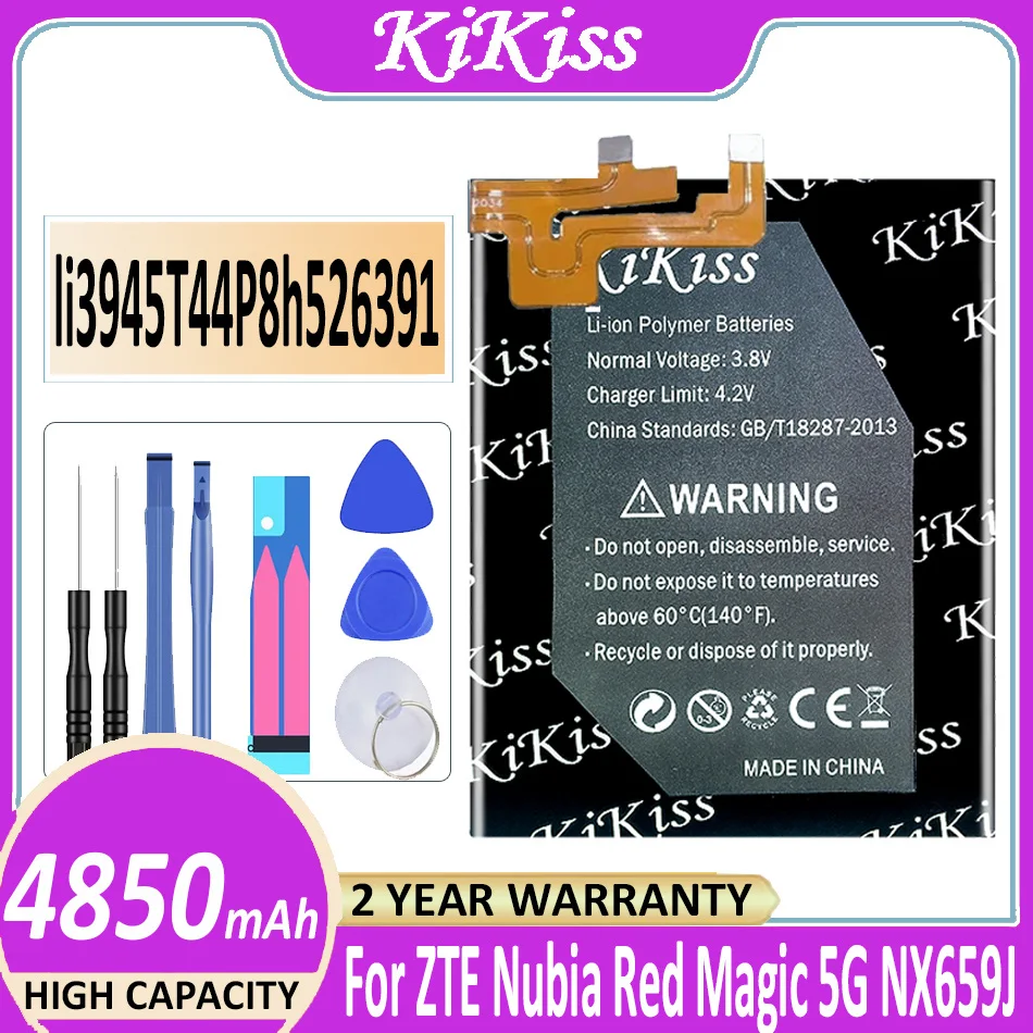 

4850mAh KiKiss Li3945T44P8h526391 Replacement Battery For ZTE Nubia Red Magic 5G NX659J Mobile Phone Batteries + Tools