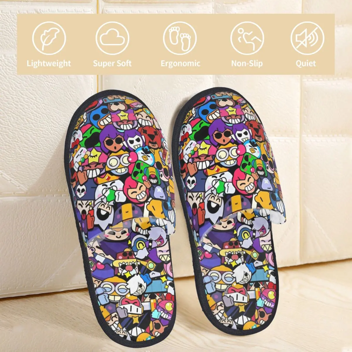 Домашние хлопковые тапочки с шипами Brawll Emz удобные из пены эффектом памяти для