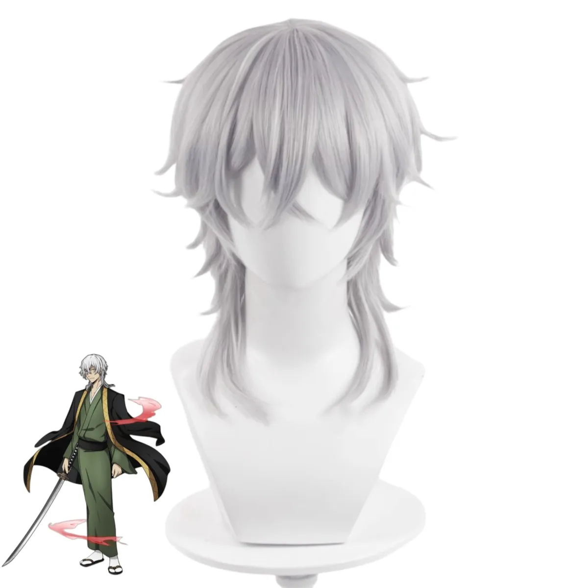 XQAnime Bungo Stray Dogs Fukuzawa Yukichi Косплей Костюм Член детективного агентства Японское кимоно Плащ Парик Человек Костюм на Хэллоуин (art.: 3920d335cd2fb) - 3920d335cd2fb