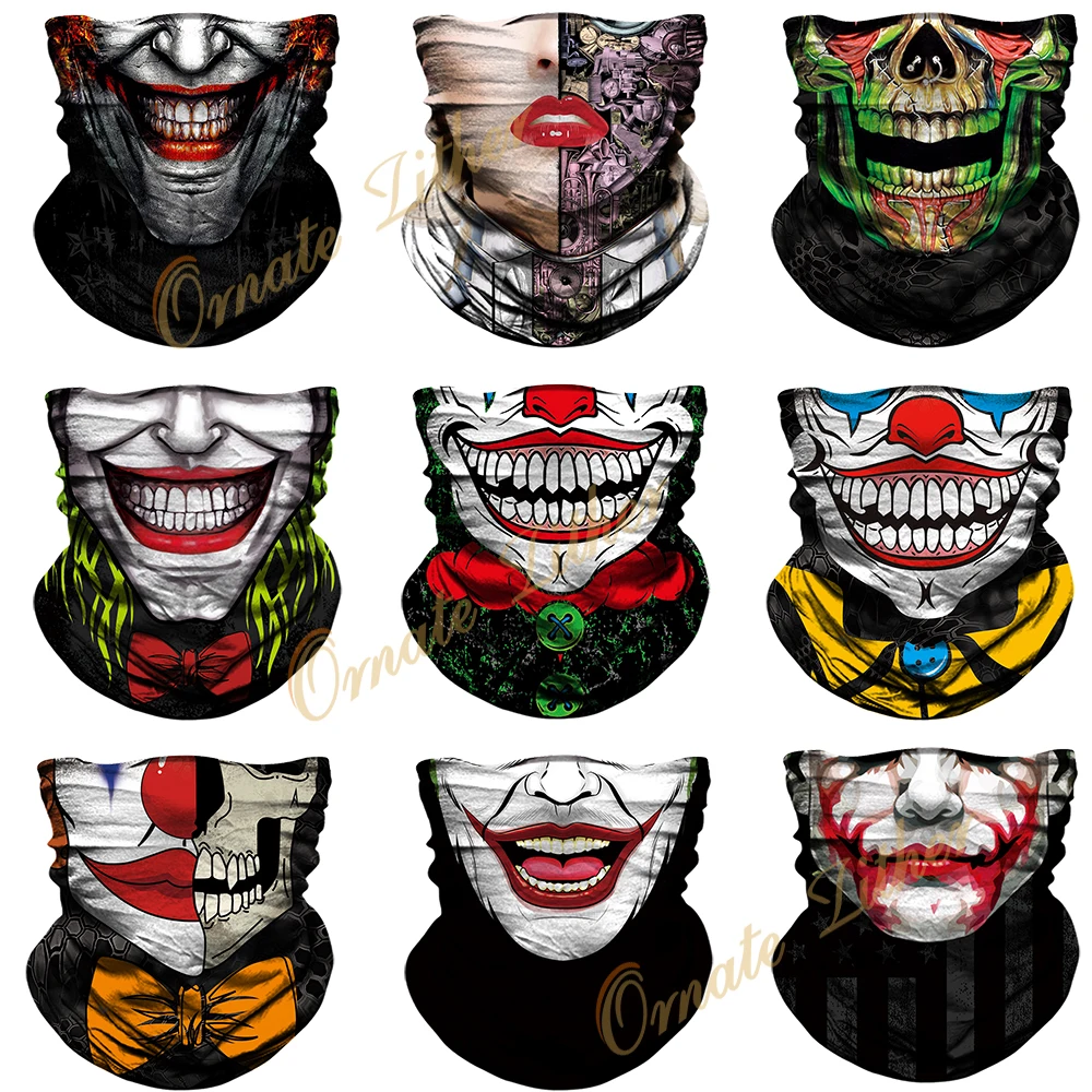 

Cycling Buff Ski Mask Joker Bandana Tube Scarf Neck Gaiter Clown Half Mask Balaclava Hunting Camping Fishing Headband Men Summer