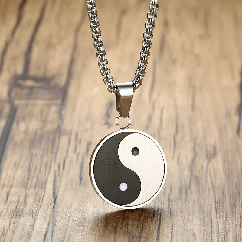 

Vintage Classic Yin Yang Tai Chi Stainless Steel Pendant Necklace Men Fashion Casual Street Party Party Jewelry Gift
