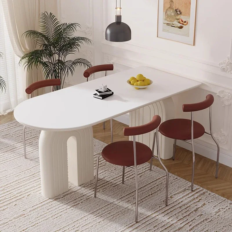 Французский кремовый стиль каменная тарелка обеденный стол современный простой