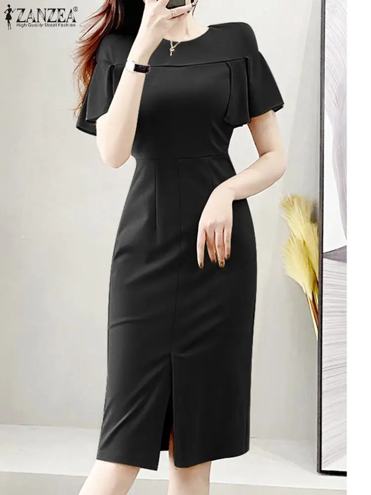 Женское модное платье-футляр ZANZEA элегантные облегающие сексуальные платья с