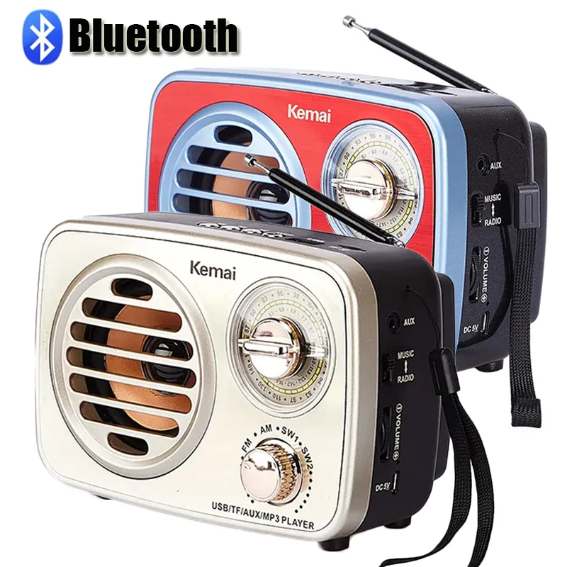 

Retro Radio Portable FM/AM/SW-2 Band Receiver MP3 Music Player Wireless Bluetooth Speaker Support USB AUX TF Card Play