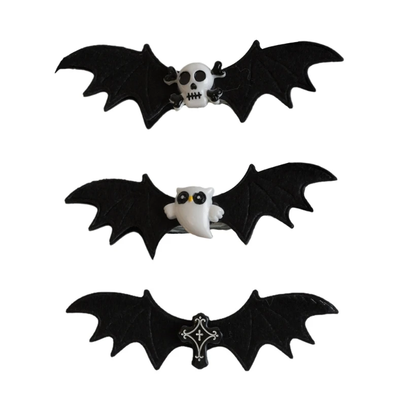 

Y166 Harajuku Style Punk Skull/Wing/Cross Hairpin for Woman Cute Style Charm Hair Clip Aesthetics Halloween Hair Decors